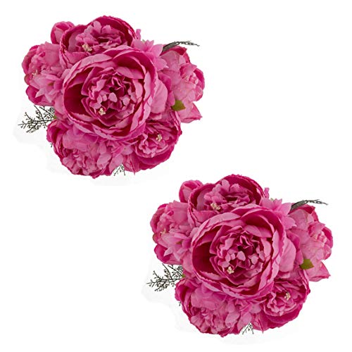 Ezflowery 1//2x Artificial Peony Silk Flowers Arrangement Bouquet for Wedding