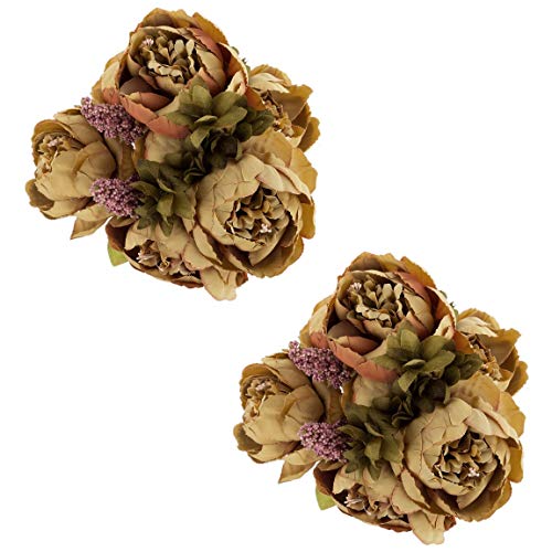 Ezflowery 1//2x Artificial Peony Silk Flowers Arrangement Bouquet for Wedding