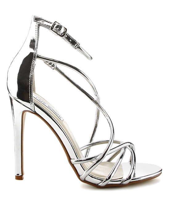 Cape robbin alza-35 Silver Strappy Open Toe Single Sole Sandals Stilleto Pumps