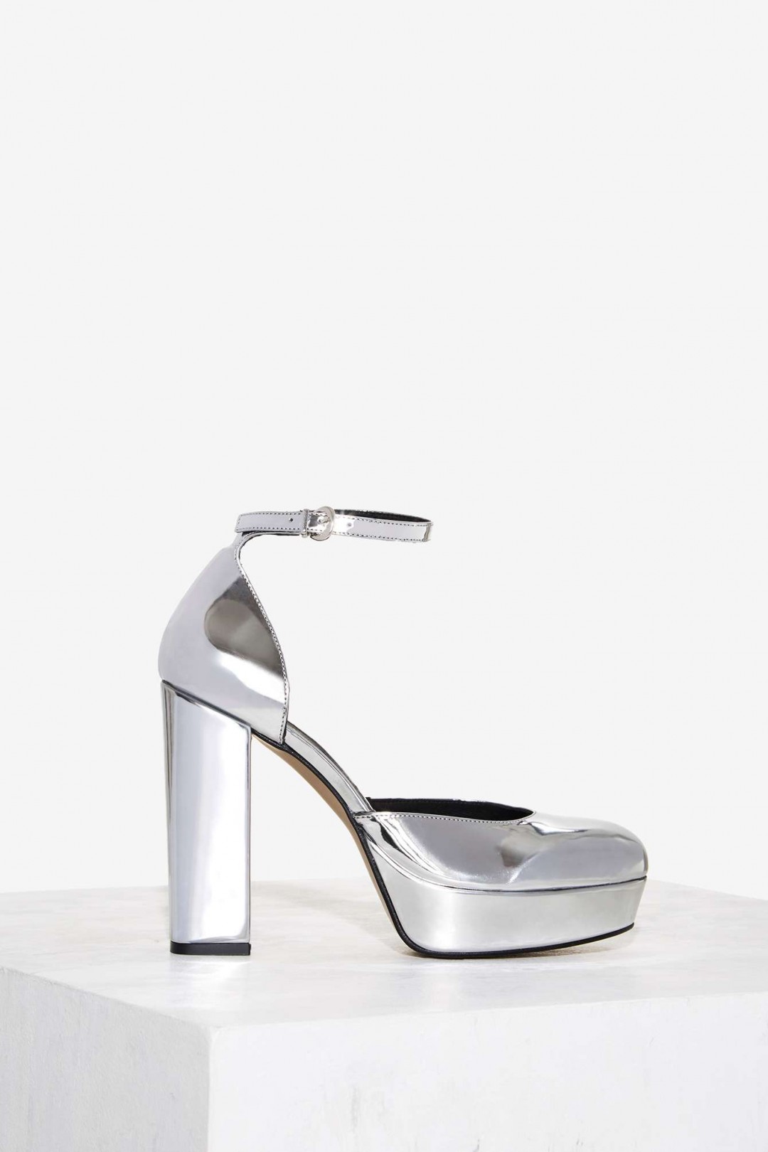 silver heels thick heel