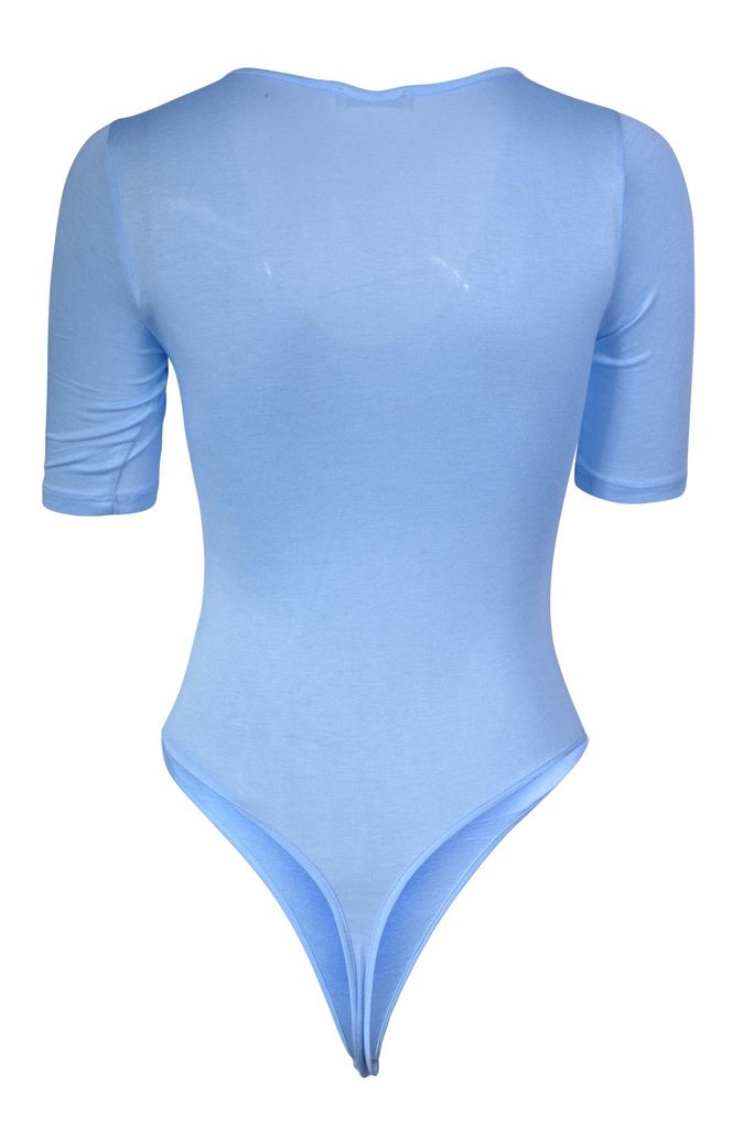 USA Women 3/4 Sleeve Tight Stretch Snap Button Crotch Sexy Bodysuit Unitard eBay