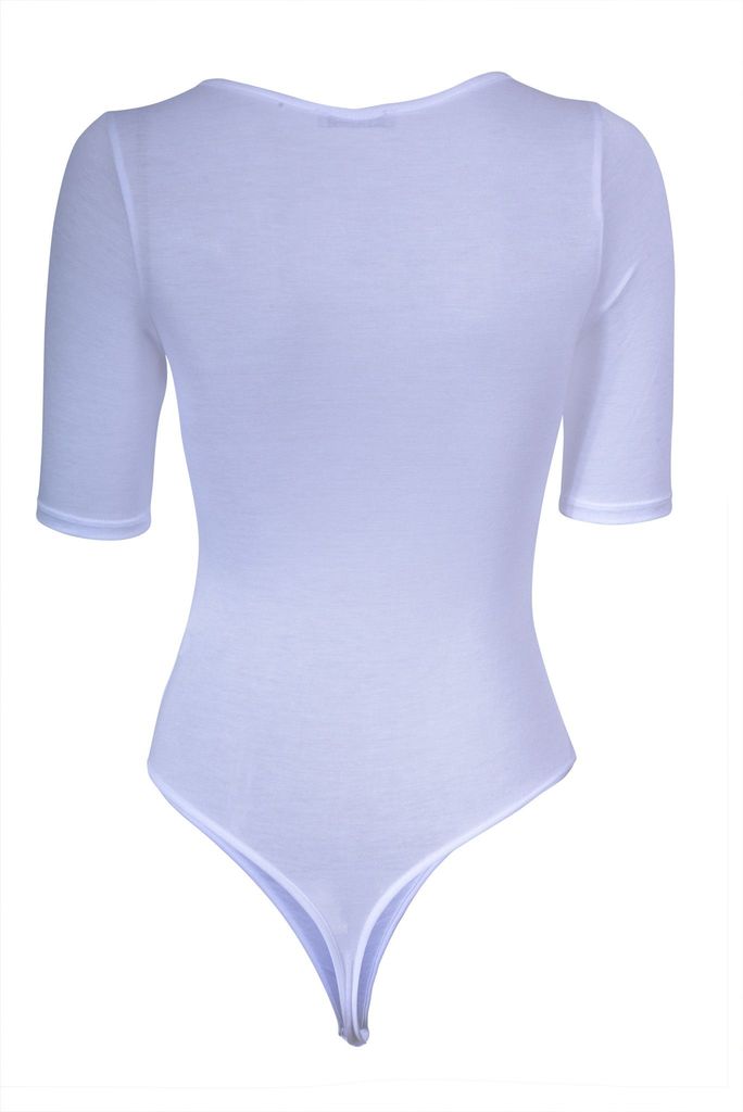 USA Women 3/4 Sleeve Tight Stretch Snap Button Crotch Sexy Bodysuit Unitard eBay