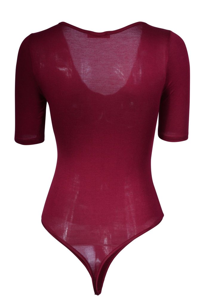 USA Women 3/4 Sleeve Tight Stretch Snap Button Crotch Sexy Bodysuit Unitard eBay