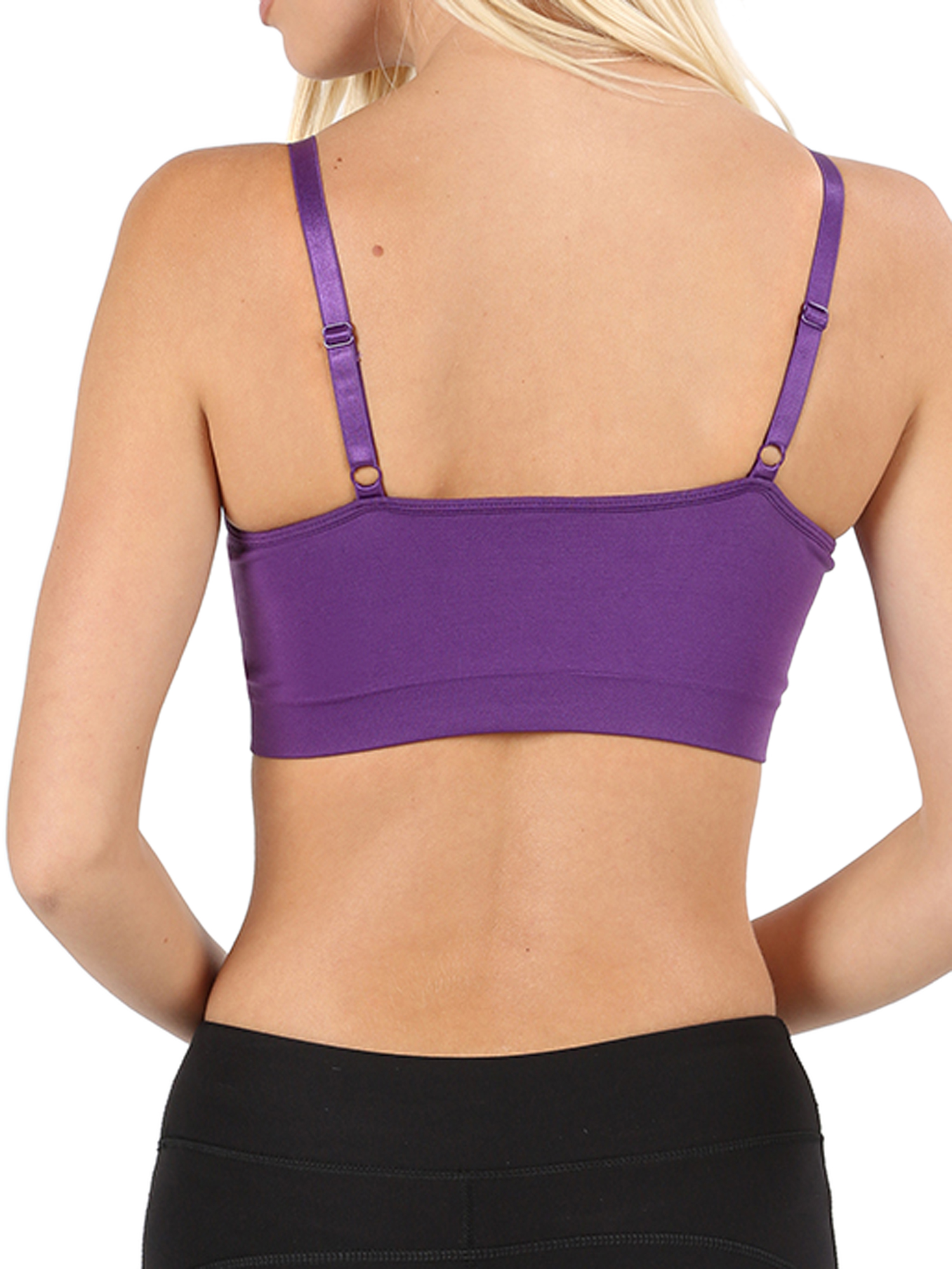 Women/'s Front V-Lattice Bralette with Adjustable Straps and Removable Bra Pads