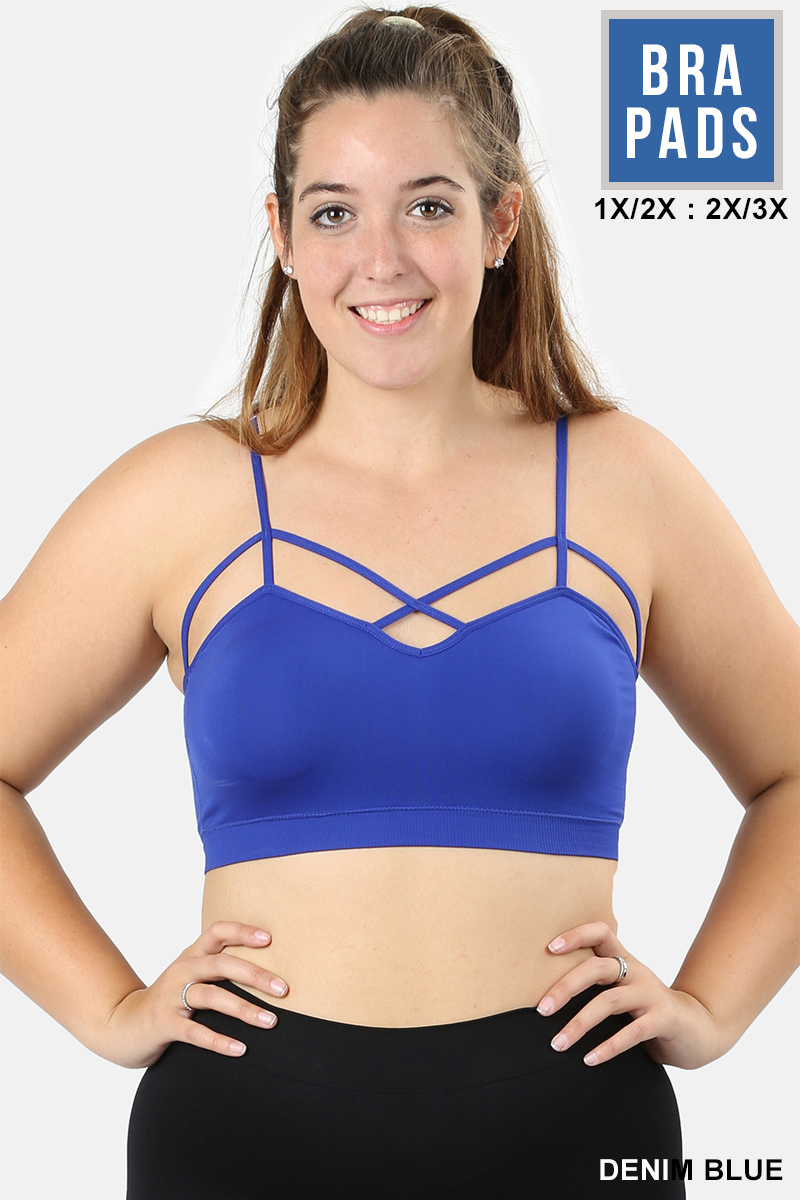 Women Plus Size Seamless Criss Cross Front Sports Removable Pads Bra Bralette | eBay