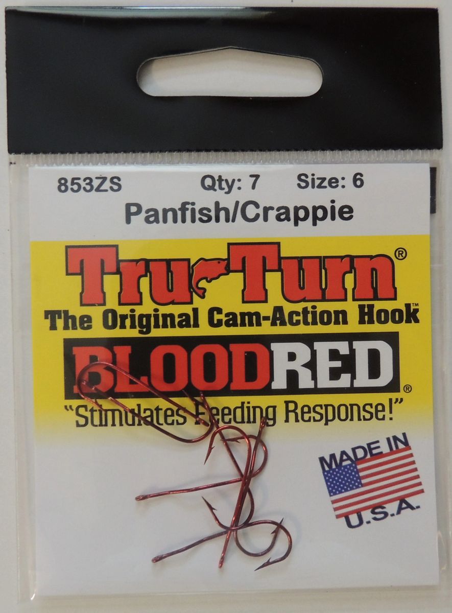 Tru-Turn 853ZS Panfish//Crappie Hook Cam-Action Blood Red qty 7
