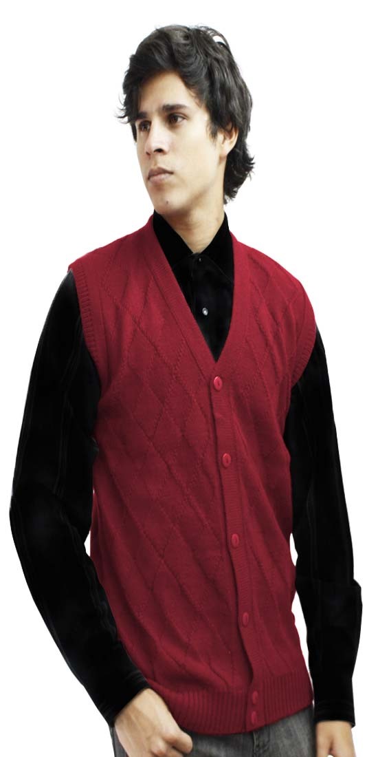 Maglione uomo lana alpaca maglia scollo V bottoni golf gilet design diamante - Foto 34 di 75