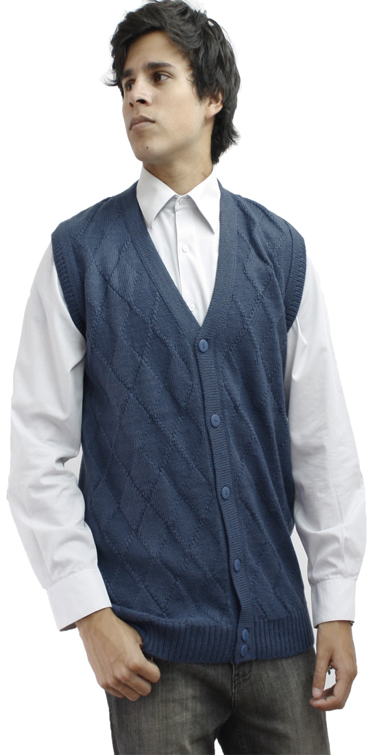 Maglione uomo lana alpaca maglia scollo V bottoni golf gilet design diamante - Foto 16 di 75
