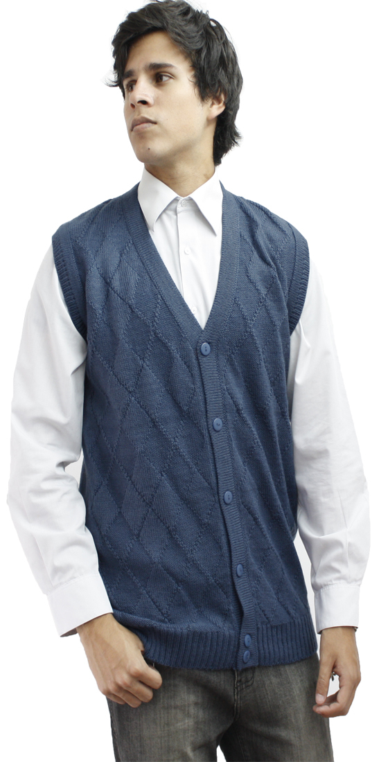 Maglione uomo lana alpaca maglia scollo V bottoni golf gilet design diamante - Foto 22 di 75