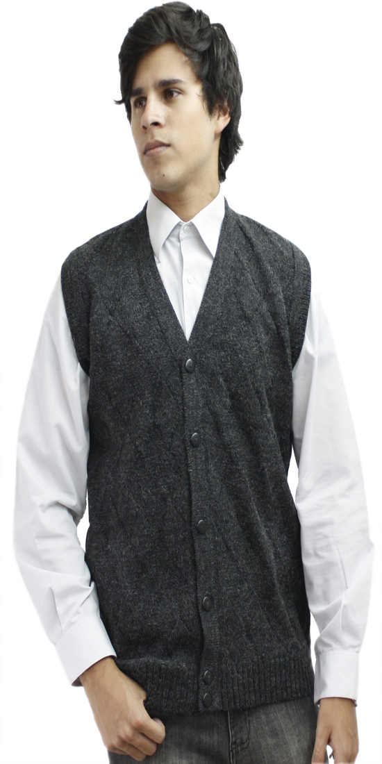 Maglione uomo lana alpaca maglia scollo V bottoni golf gilet design diamante - Foto 40 di 75