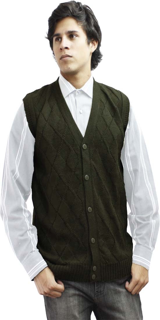 Maglione uomo lana alpaca maglia scollo V bottoni golf gilet design diamante - Foto 70 di 75