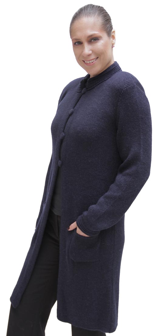 Women/'s Soft Alpaca Wool Four-Button Knitted Cardigan Long Coat Sweater