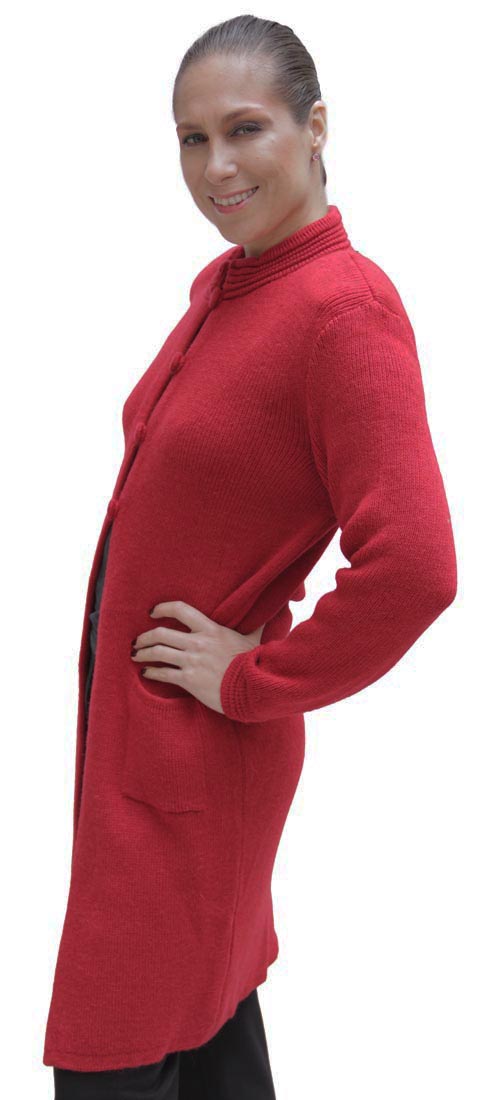 Women/'s Soft Alpaca Wool Four-Button Knitted Cardigan Long Coat Sweater