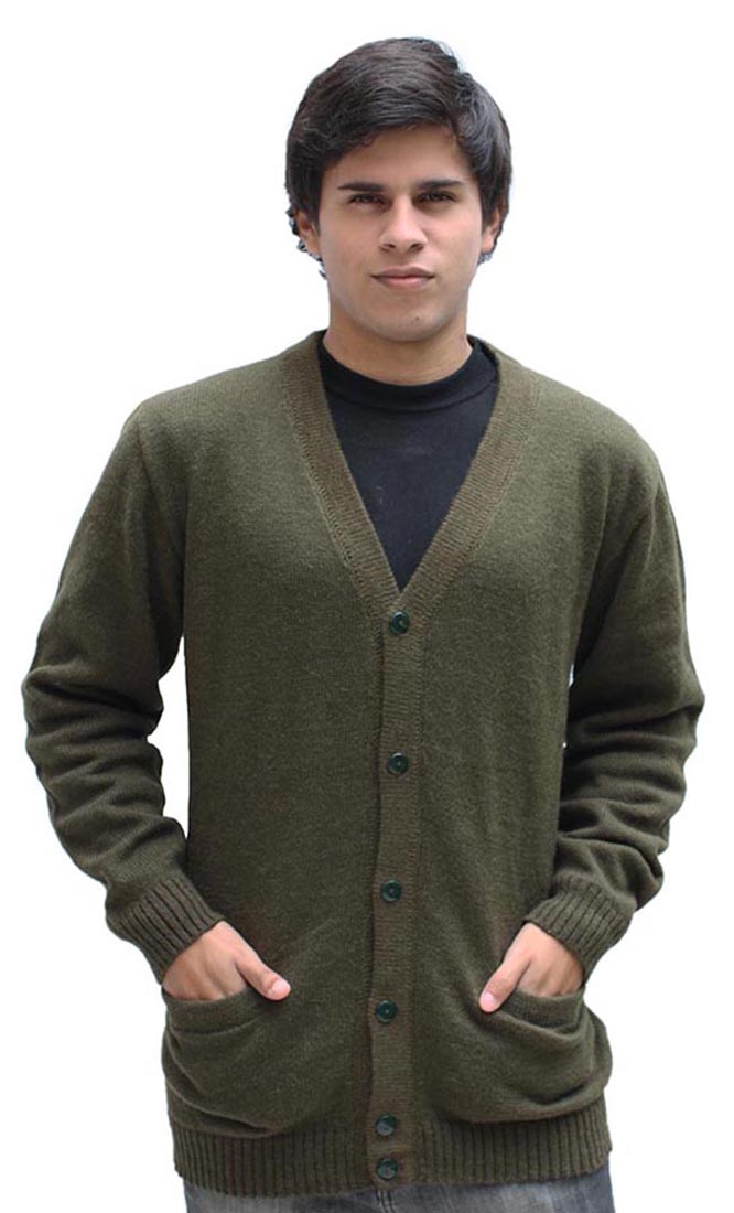 Mens Alpaca Wool Golf Cardigan Sweater VNeck Button Down Coat eBay