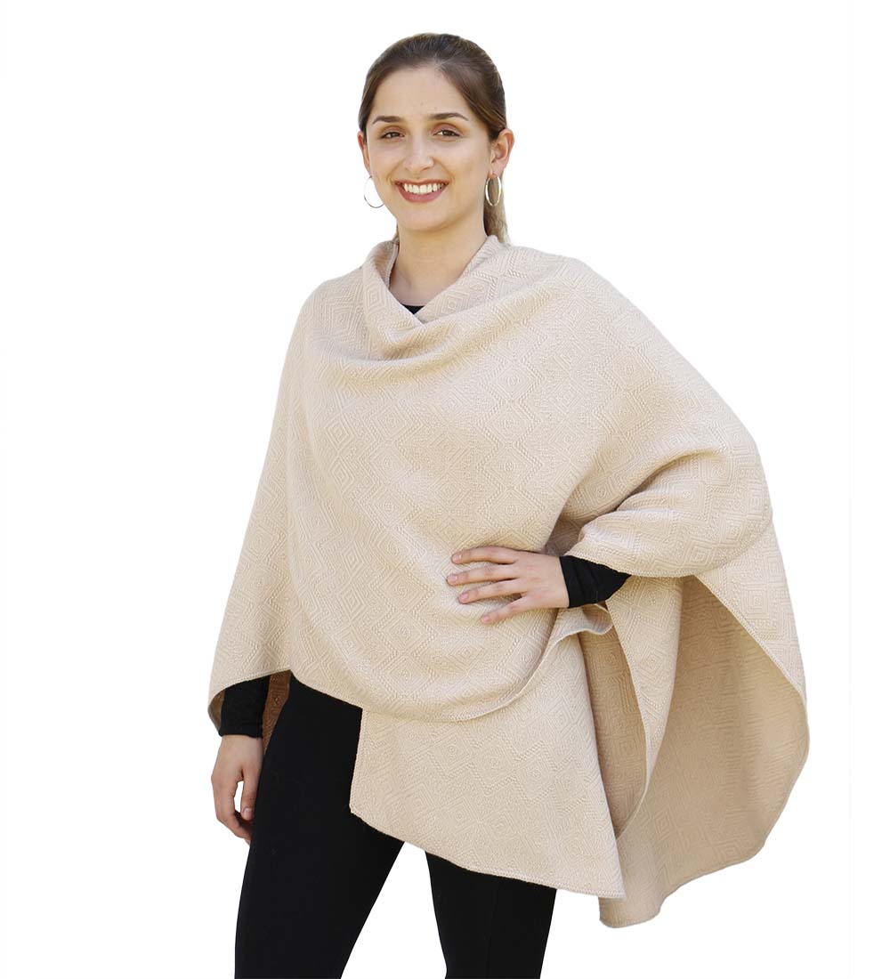 Alpaca Poncho Wool Alpaca Blend Poncho for Women Cloak Cape Coat Ruana Textured