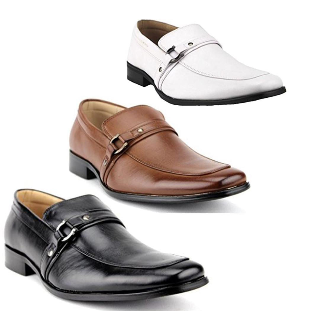 Men's Designer HorseBit Buckle Classic Round Toe Slip On Loafers Dress
