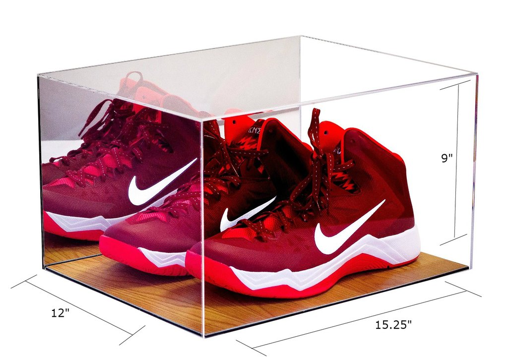 Basketball Shoe Acrylic Display Case with Mirror and Wood Floor A025