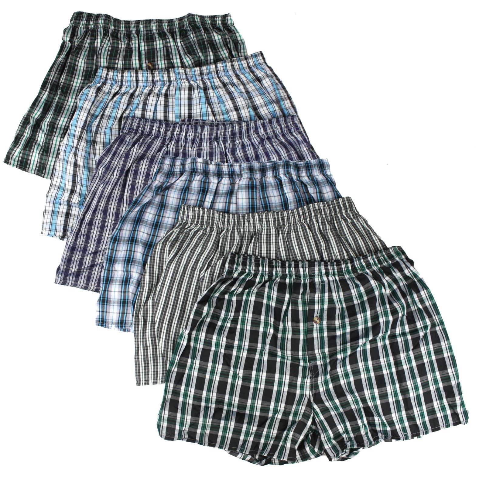 6 LOT Men/'s Checker Plaid Shorts Assorted Cotton Boxers Trunks Underwear