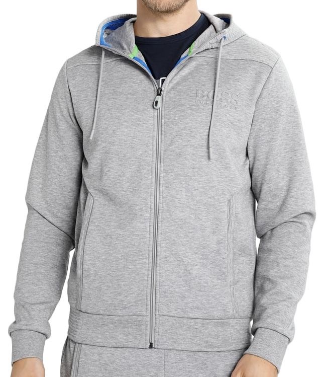 Hugo Boss Men/'s Premium Zip Up Sport Hoodie Sweatshirt Jacket Gray 50290162