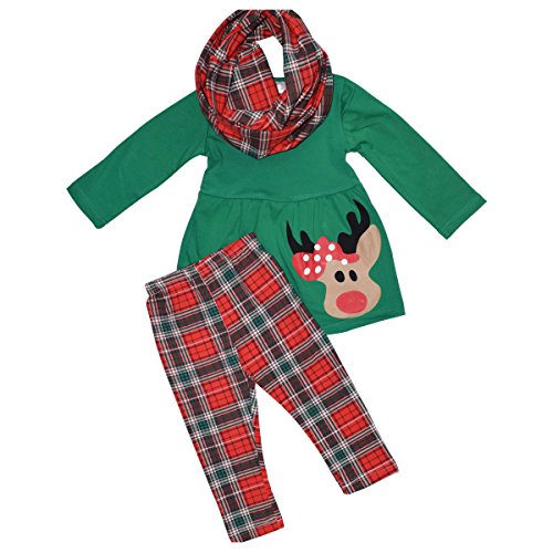 Girls 3 Piece Christmas Rudolph Legging Set Outfit