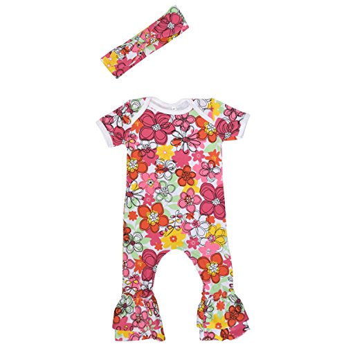 Headband Outfits USA Newborn Baby Girl Clothes Flower Jumpsuit Romper Bodysuit