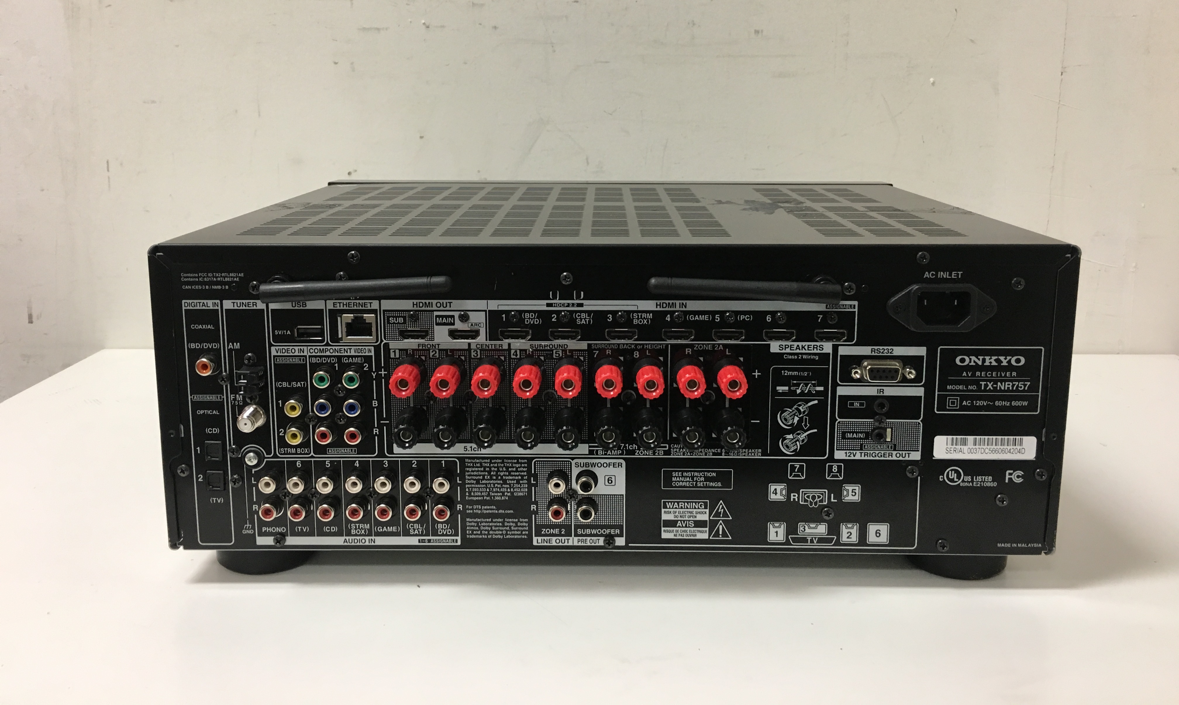 Onkyo TXNR757 1260W 7.2 Ch. Network Ready 4K Ultra HD and 3D Pass