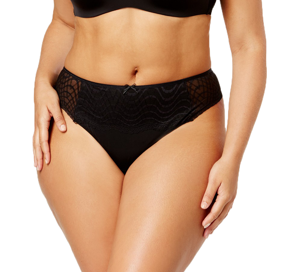 Ashley Graham Womens Plus Size Lace-Trim Thong