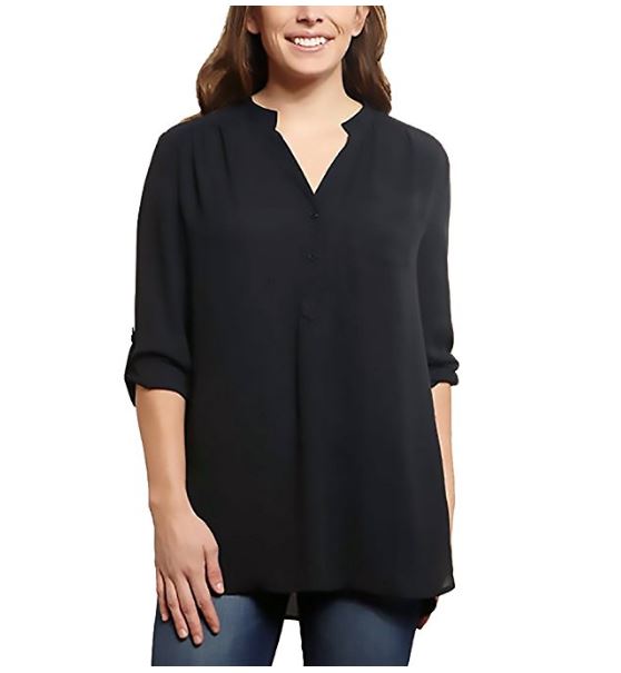 Semi-Sheer Blouse Ali /& Kris Womens Roll Tab High-Low Hem