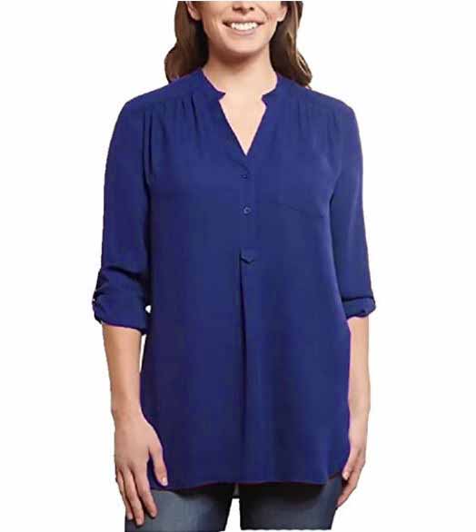 Semi-Sheer Blouse Ali /& Kris Womens Roll Tab High-Low Hem