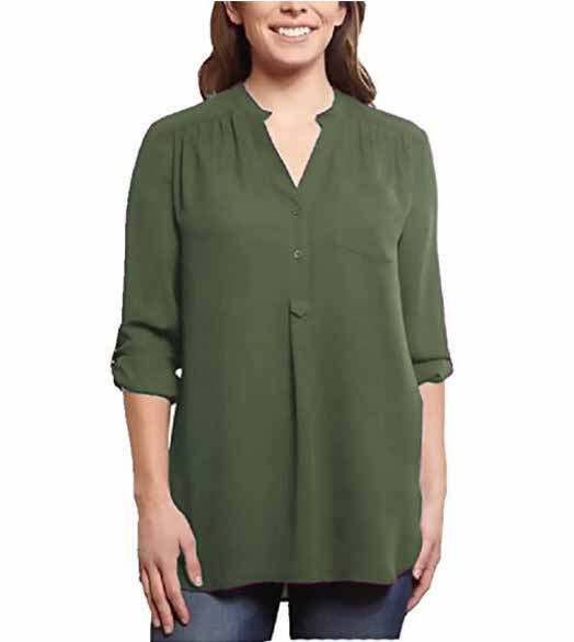 Semi-Sheer Blouse Ali /& Kris Womens Roll Tab High-Low Hem