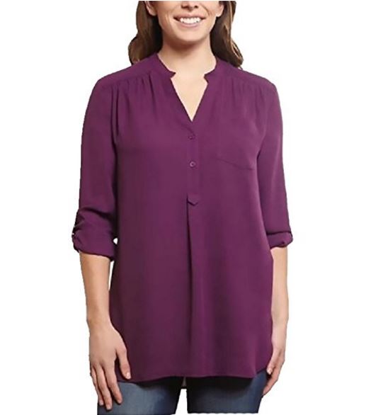 Semi-Sheer Blouse Ali /& Kris Womens Roll Tab High-Low Hem