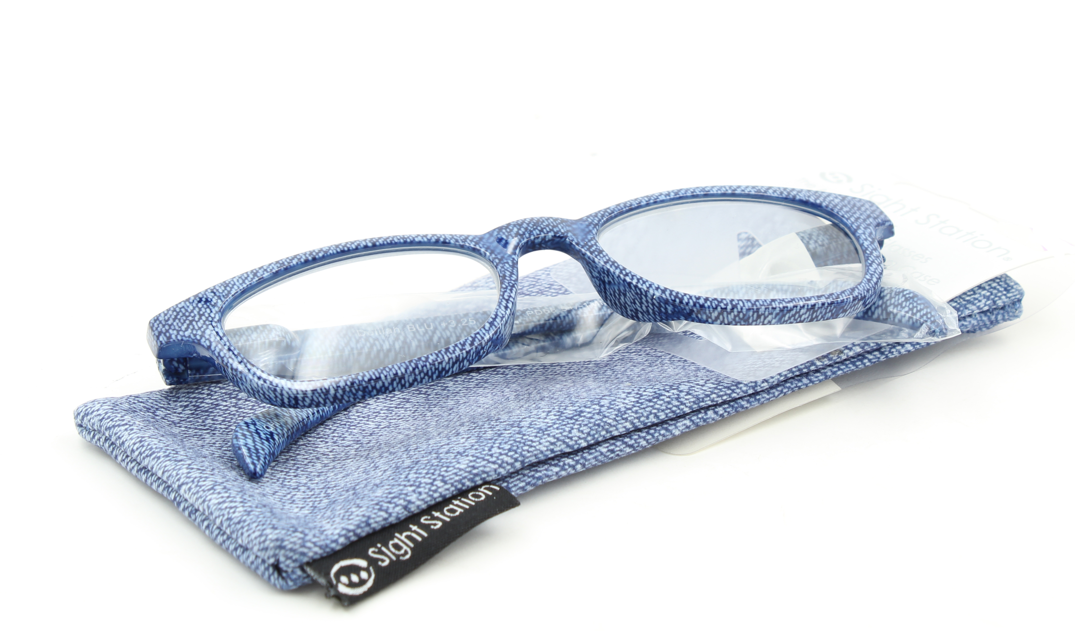 Sight Station Womens Delilah Reading Glasses With Case Denim Blue