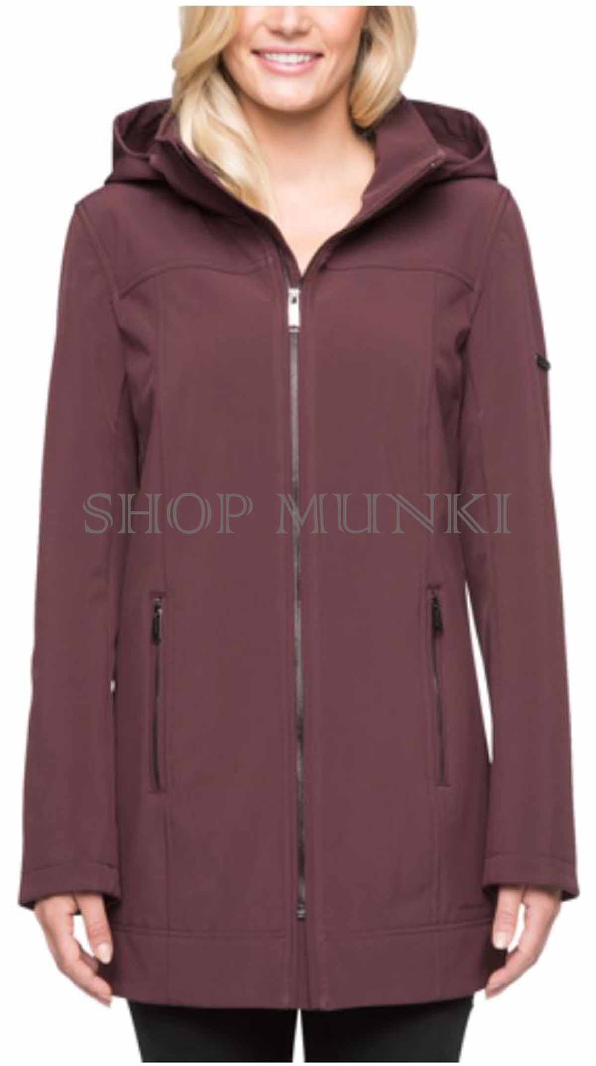 Andrew Marc Women/'s Long Softshell Hooded Jacket