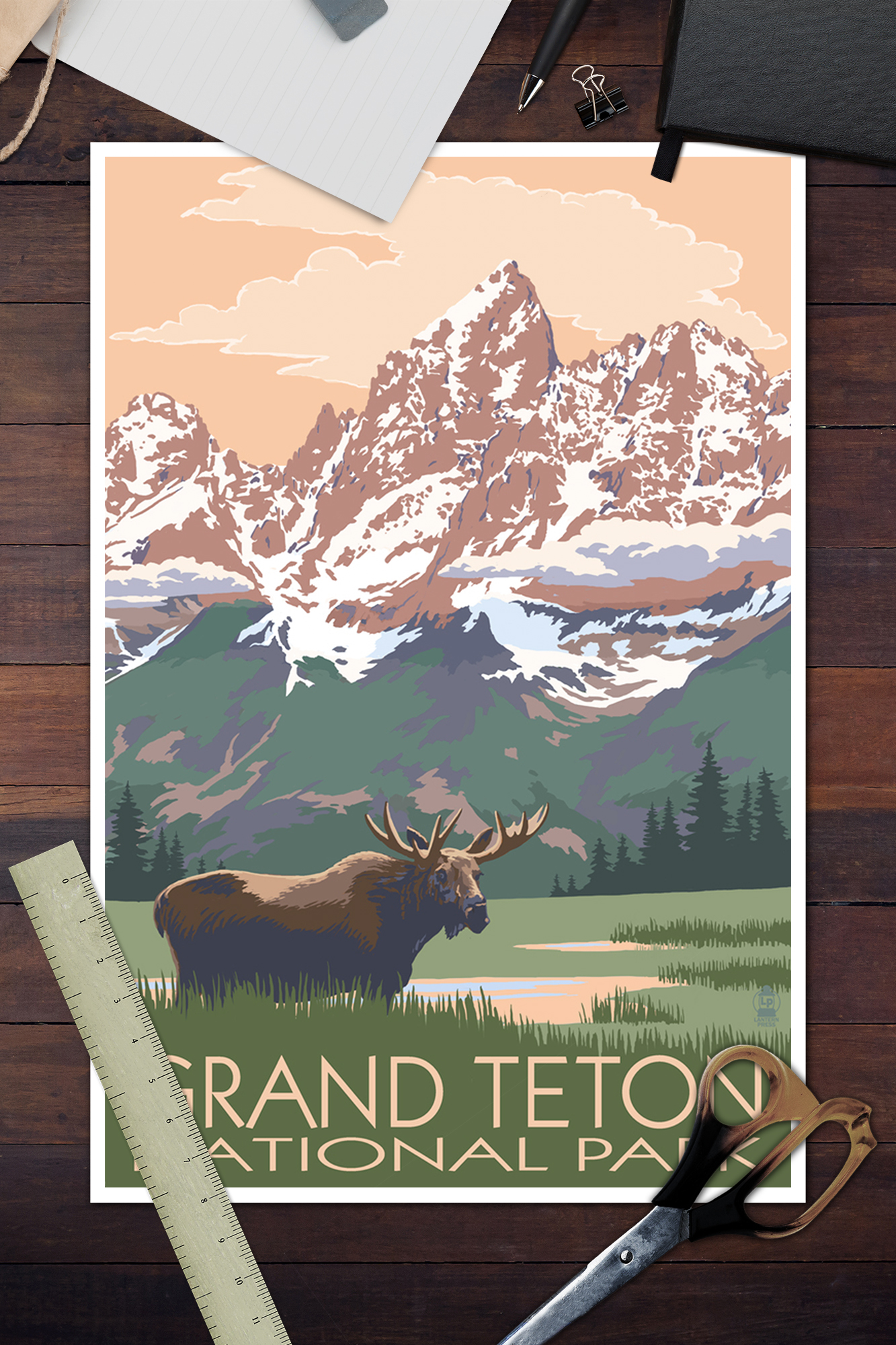 Posters, Wood /& Metal Signs Grand Teton Park WY Moose /& Mountains LP Artwork