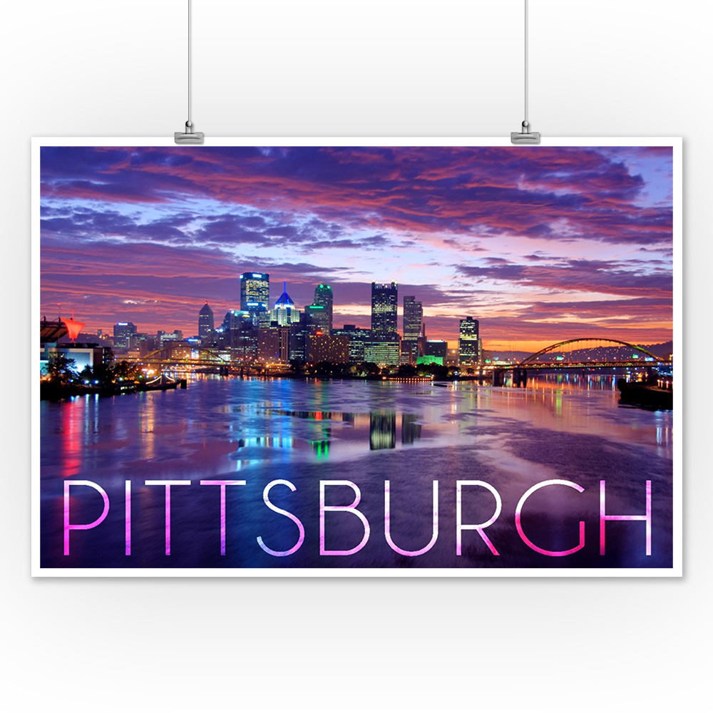 Posters, Wood /& Metal Signs PA City Lights at Night LP Photography Pittsburgh