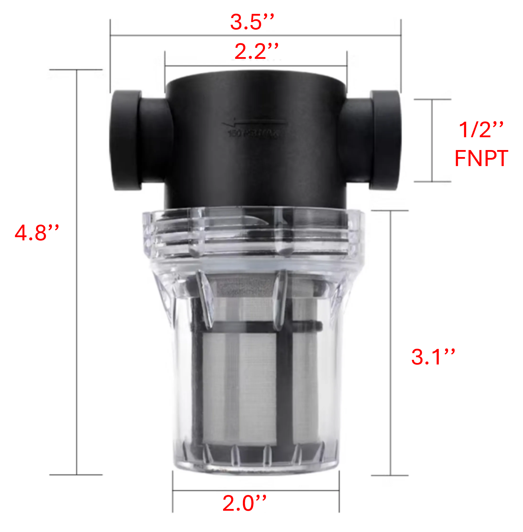 In-Line Strainer with 40 Mesh SS304 Filter Screen Female NPT connection