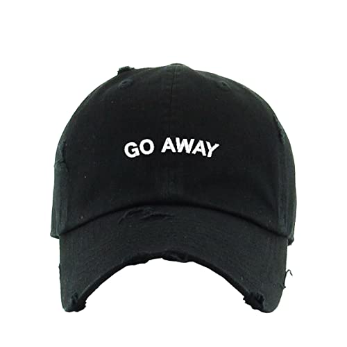 Go Away Vintage Baseball Cap Embroidered Cotton Adjustable Distressed Dad Hat - Foto 2 di 15