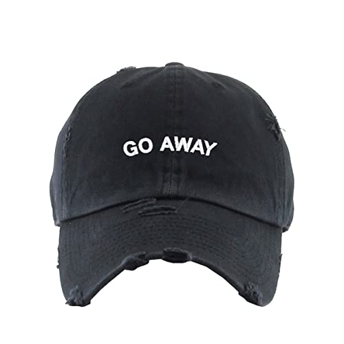 Go Away Vintage Baseball Cap Embroidered Cotton Adjustable Distressed Dad Hat - Foto 3 di 15