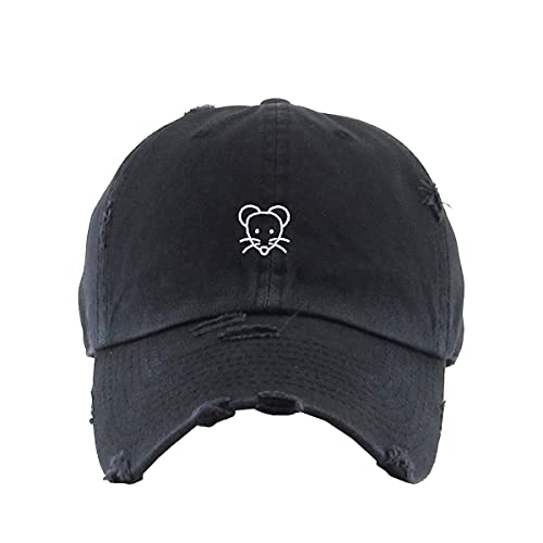 Rat Vintage Baseball Cap Embroidered Cotton Adjustable Distressed