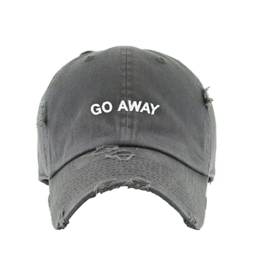 Go Away Vintage Baseball Cap Embroidered Cotton Adjustable Distressed Dad Hat - Foto 5 di 15