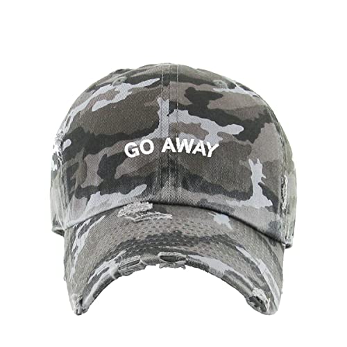 Go Away Vintage Baseball Cap Embroidered Cotton Adjustable Distressed Dad Hat - Foto 6 di 15