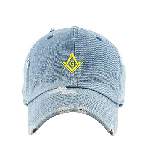 Masonic Symbol Vintage Baseball Cap Embroidered Adjustable Distressed Dad Hat - Picture 9 of 14