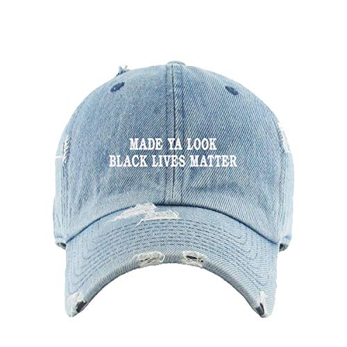 Made Ya Look Black Lives Matter Vintage Embroidered Distressed Dad Hat - Picture 9 of 15