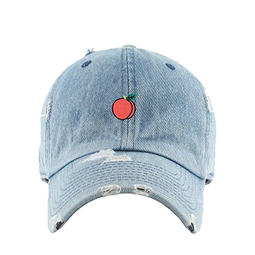 Peach Vintage Baseball Cap - Embroidered Cotton Adjustable Dad Hat, Distressed Style, Unisex - View #5