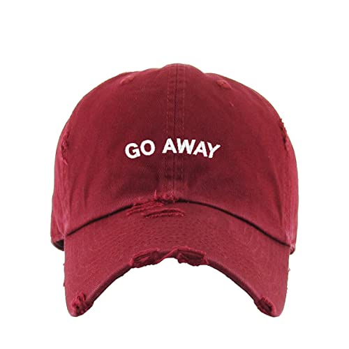 Go Away Vintage Baseball Cap Embroidered Cotton Adjustable Distressed Dad Hat - Foto 10 di 15