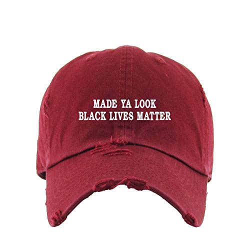 Made Ya Look Black Lives Matter Vintage Embroidered Distressed Dad Hat - Picture 10 of 15