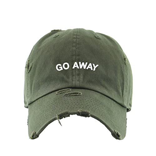 Go Away Vintage Baseball Cap Embroidered Cotton Adjustable Distressed Dad Hat - Foto 12 di 15