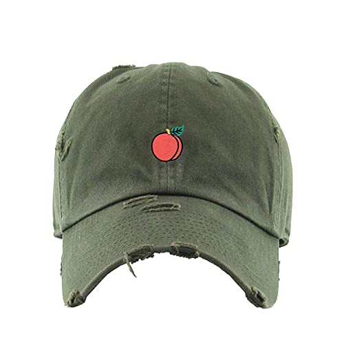 Vintage Peach Embroidered Baseball Cap - Adjustable Distressed Dad Hat For Men & Women