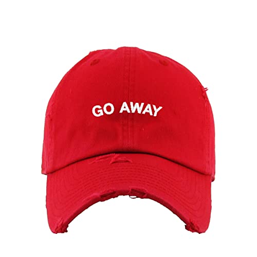Go Away Vintage Baseball Cap Embroidered Cotton Adjustable Distressed Dad Hat - Foto 13 di 15