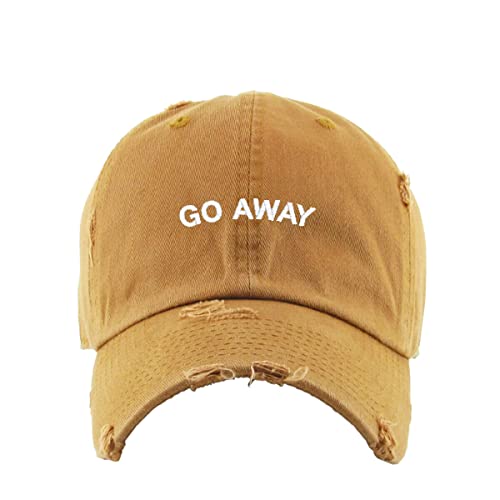 Go Away Vintage Baseball Cap Embroidered Cotton Adjustable Distressed Dad Hat - Foto 15 di 15
